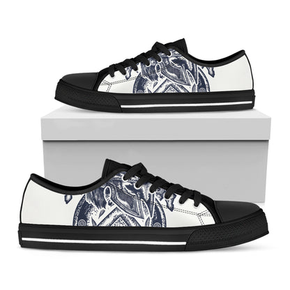 Ancient Spartan Print Black Low Top Shoes 