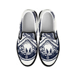 Ancient Spartan Print Black Slip On Shoes