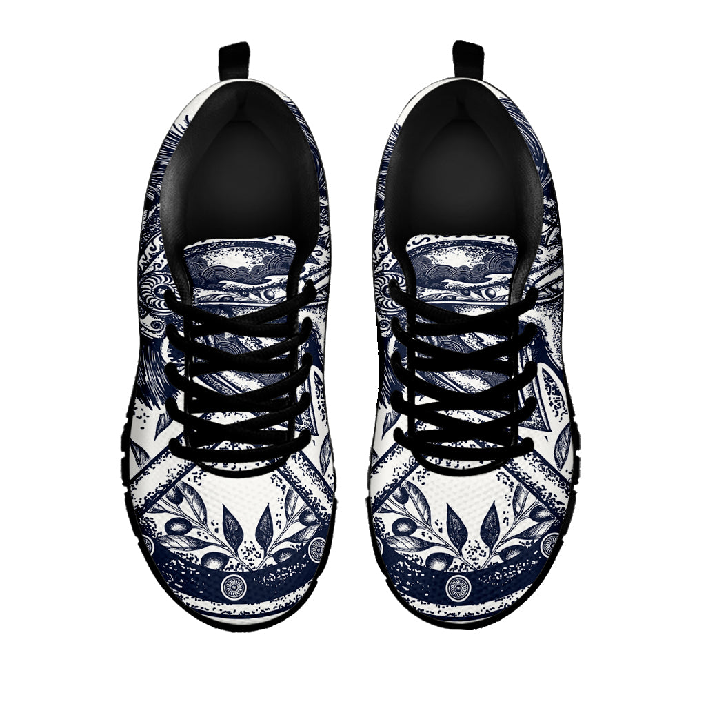 Ancient Spartan Print Black Sneakers