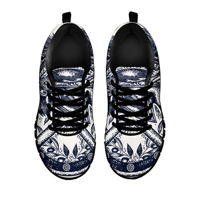 Ancient Spartan Print Black Sneakers