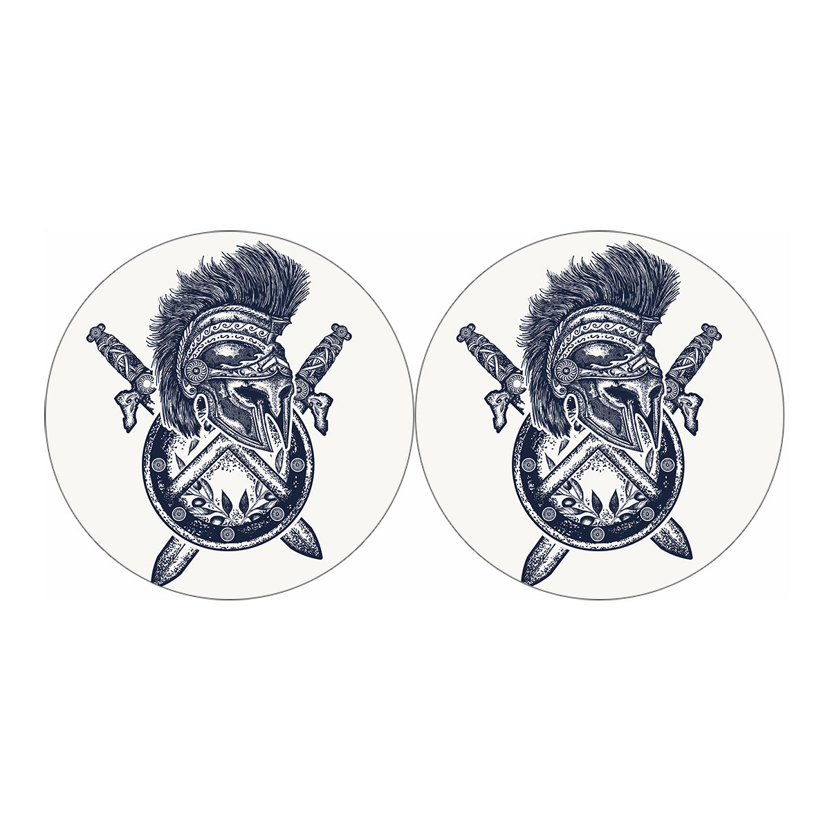 Ancient Spartan Print Car Coasters