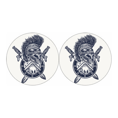 Ancient Spartan Print Car Coasters