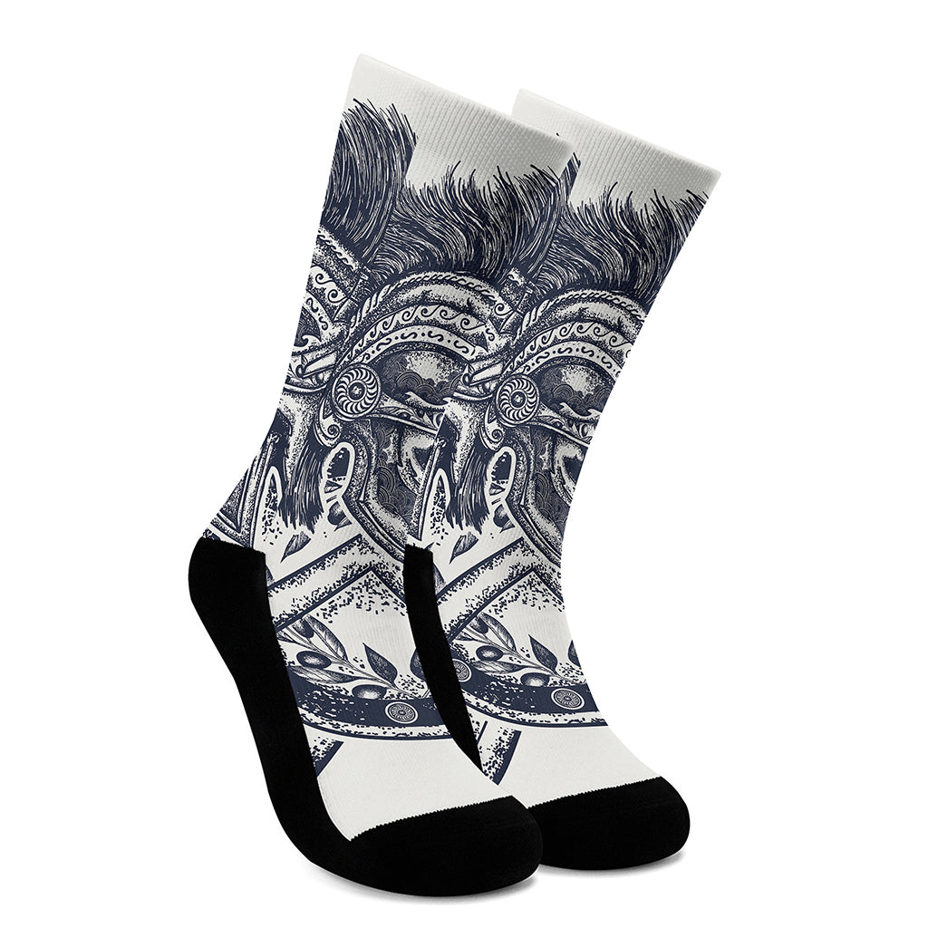 Ancient Spartan Print Crew Socks