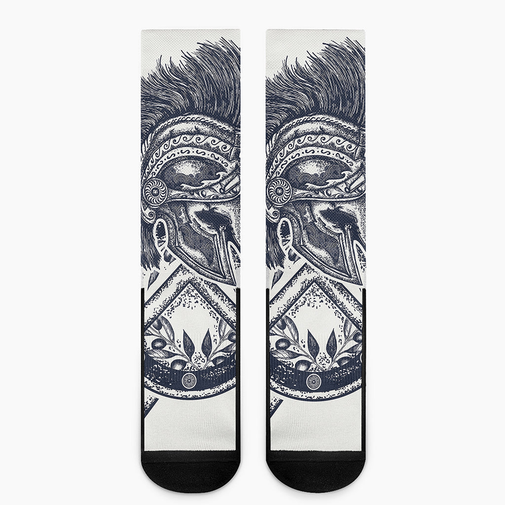 Ancient Spartan Print Crew Socks