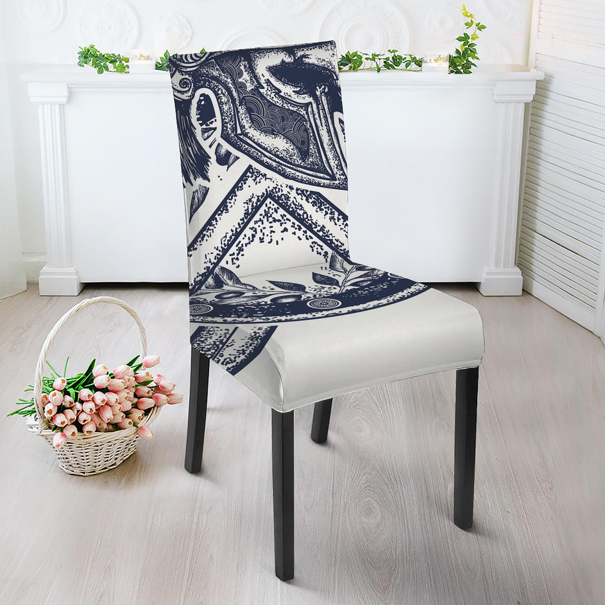 Ancient Spartan Print Dining Chair Slipcover