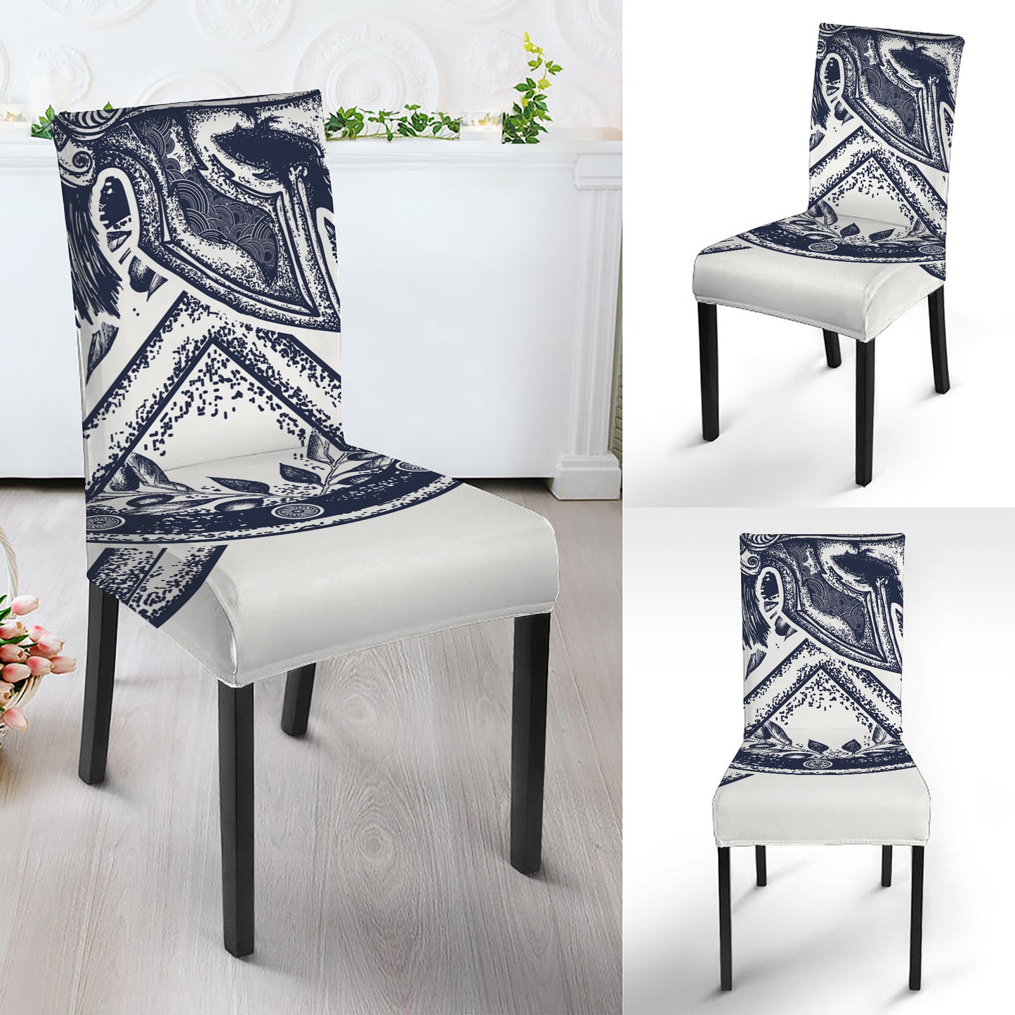 Ancient Spartan Print Dining Chair Slipcover
