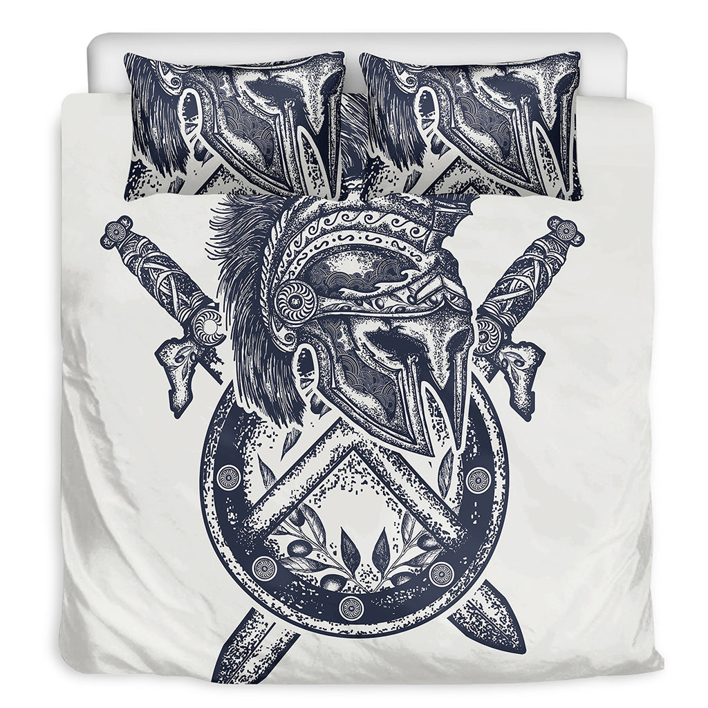 Ancient Spartan Print Duvet Cover Bedding Set