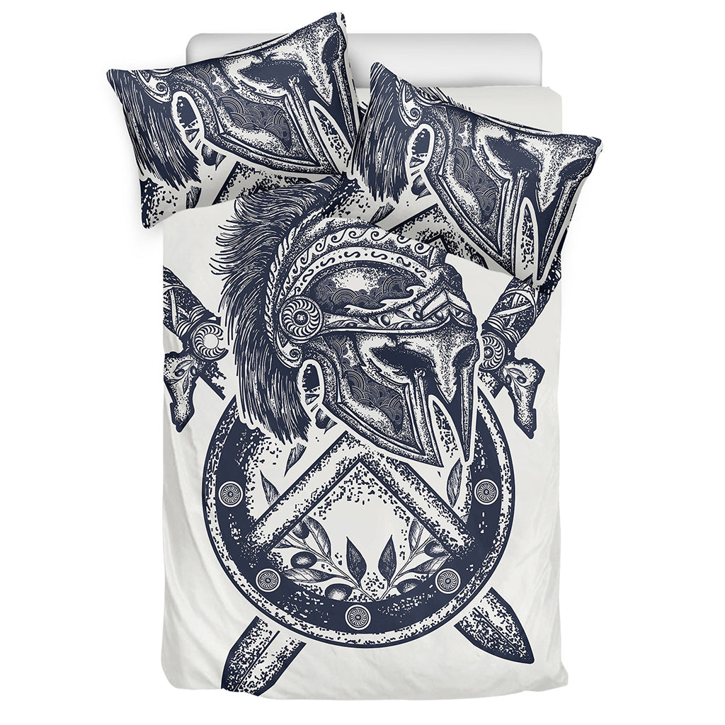 Ancient Spartan Print Duvet Cover Bedding Set