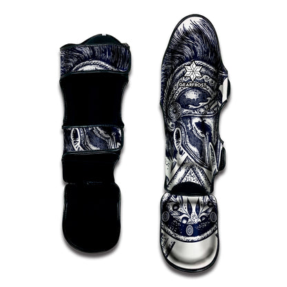 Ancient Spartan Print Muay Thai Shin Guard