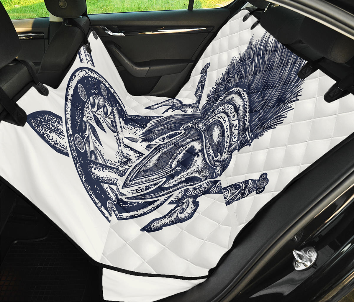Ancient Spartan Print Pet Car Back Seat Cover