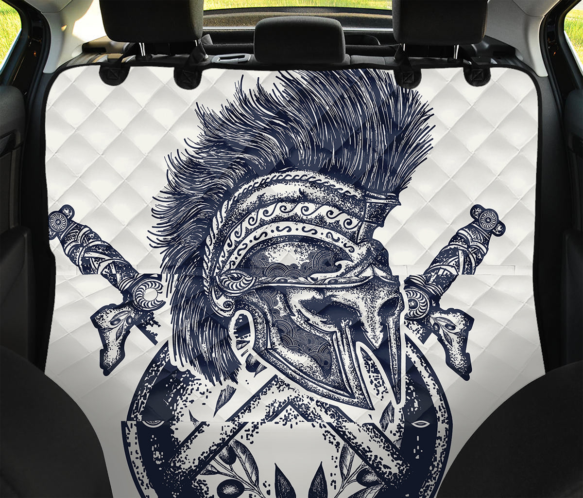 Ancient Spartan Print Pet Car Back Seat Cover
