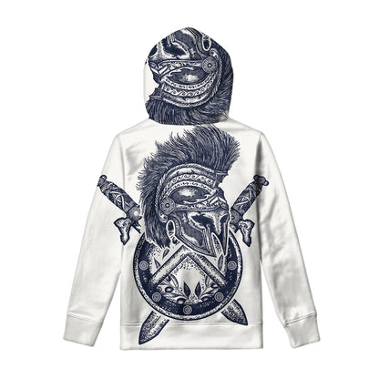 Ancient Spartan Print Pullover Hoodie