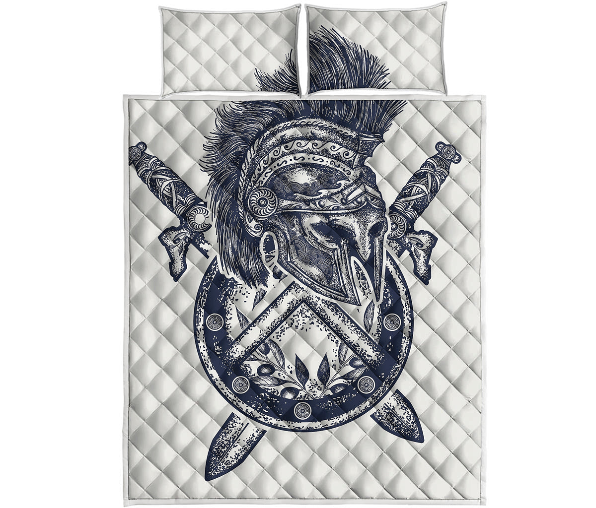 Ancient Spartan Print Quilt Bed Set