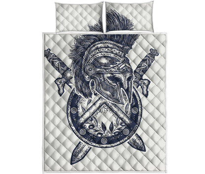 Ancient Spartan Print Quilt Bed Set