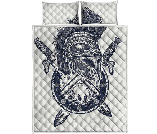 Ancient Spartan Print Quilt Bed Set