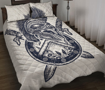 Ancient Spartan Print Quilt Bed Set