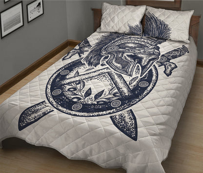 Ancient Spartan Print Quilt Bed Set