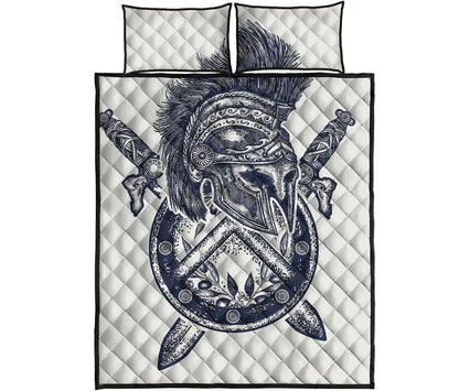 Ancient Spartan Print Quilt Bed Set