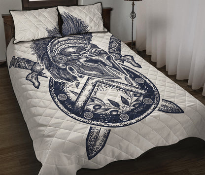 Ancient Spartan Print Quilt Bed Set