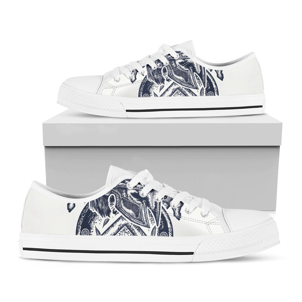 Ancient Spartan Print White Low Top Shoes