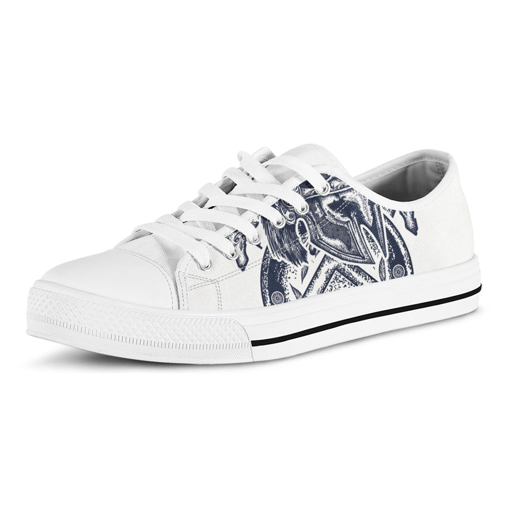 Ancient Spartan Print White Low Top Shoes