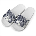 Ancient Spartan Print White Slide Sandals