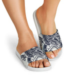 Ancient Spartan Print White Slide Sandals