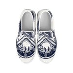 Ancient Spartan Print White Slip On Shoes