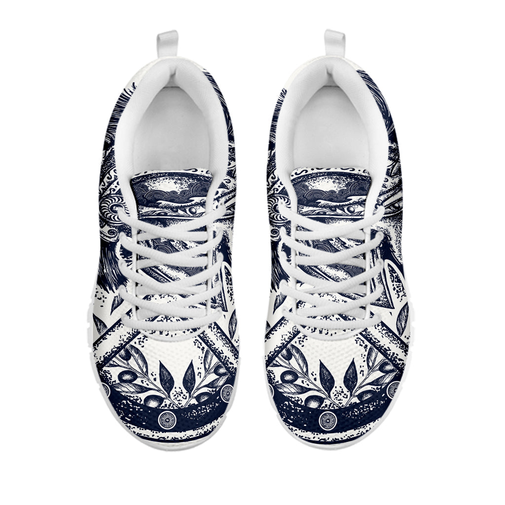 Ancient Spartan Print White Sneakers