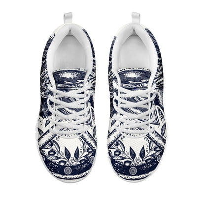 Ancient Spartan Print White Sneakers