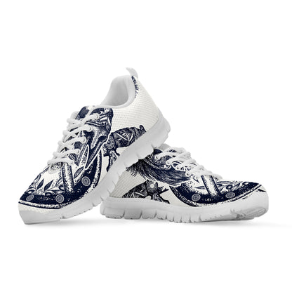 Ancient Spartan Print White Sneakers