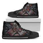 Ancient Viking Norse God Odin Print Black High Top Shoes