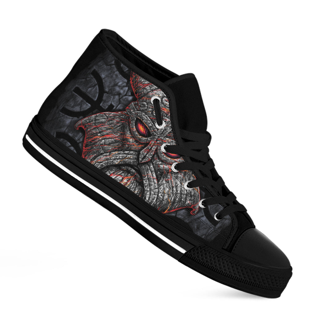 Ancient Viking Norse God Odin Print Black High Top Shoes