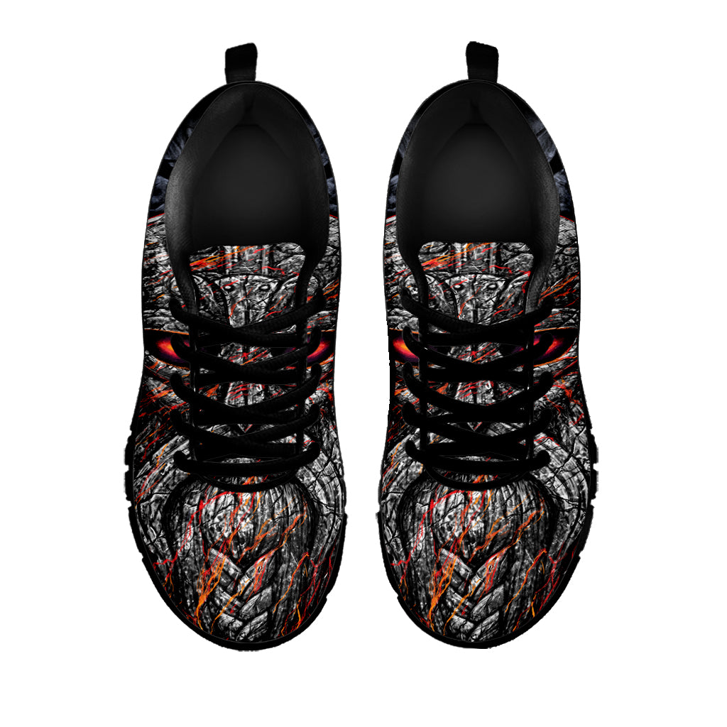 Ancient Viking Norse God Odin Print Black Sneakers