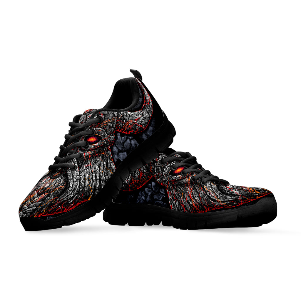 Ancient Viking Norse God Odin Print Black Sneakers