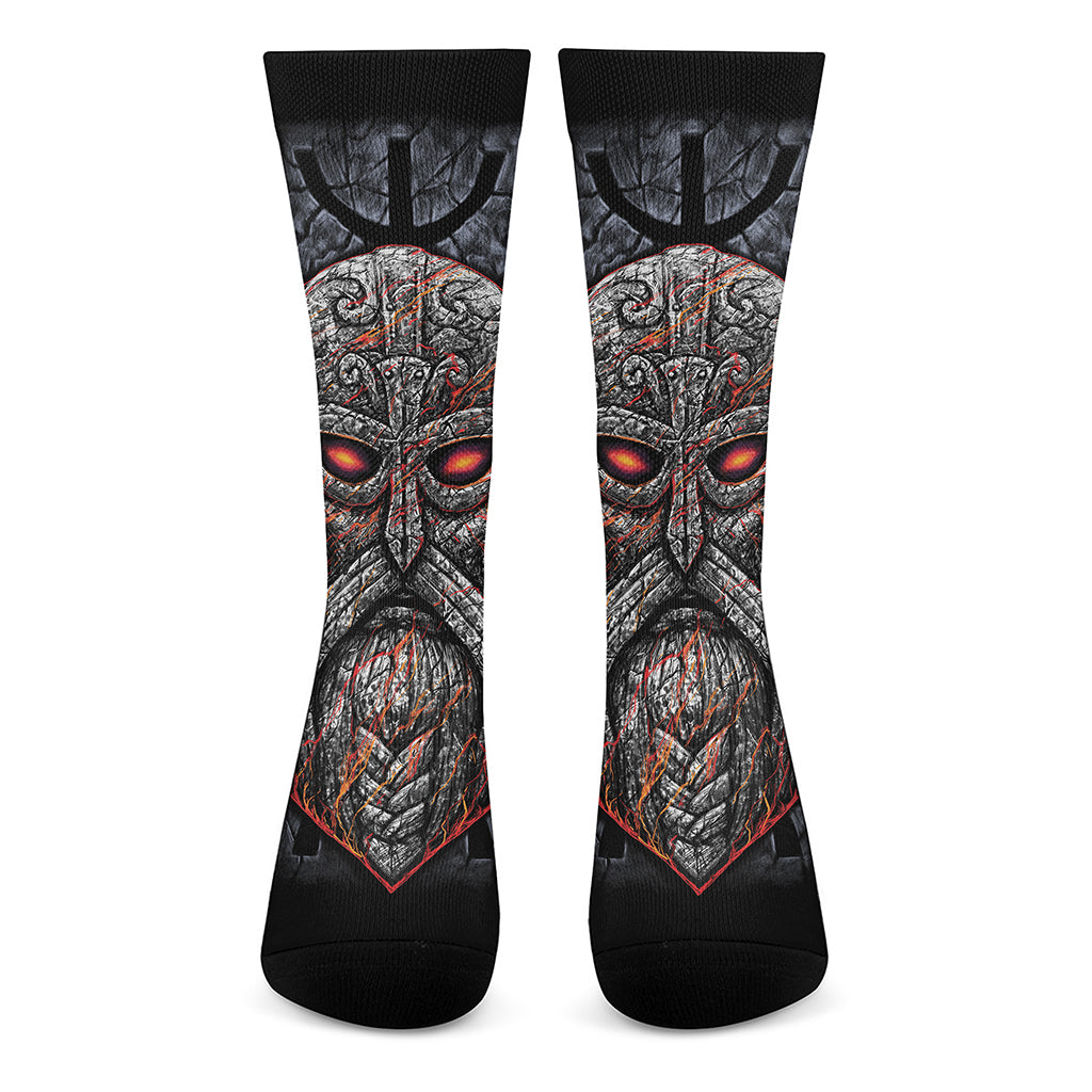 Ancient Viking Norse God Odin Print Crew Socks