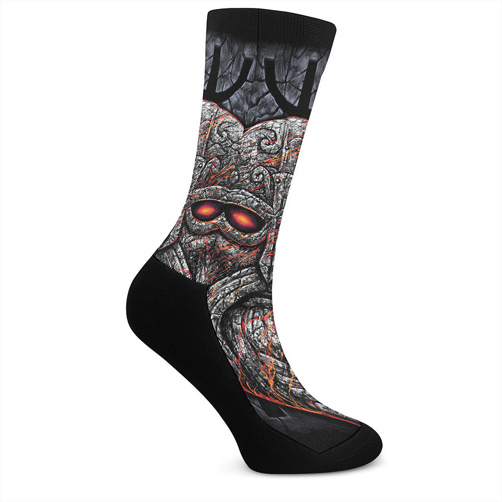 Ancient Viking Norse God Odin Print Crew Socks