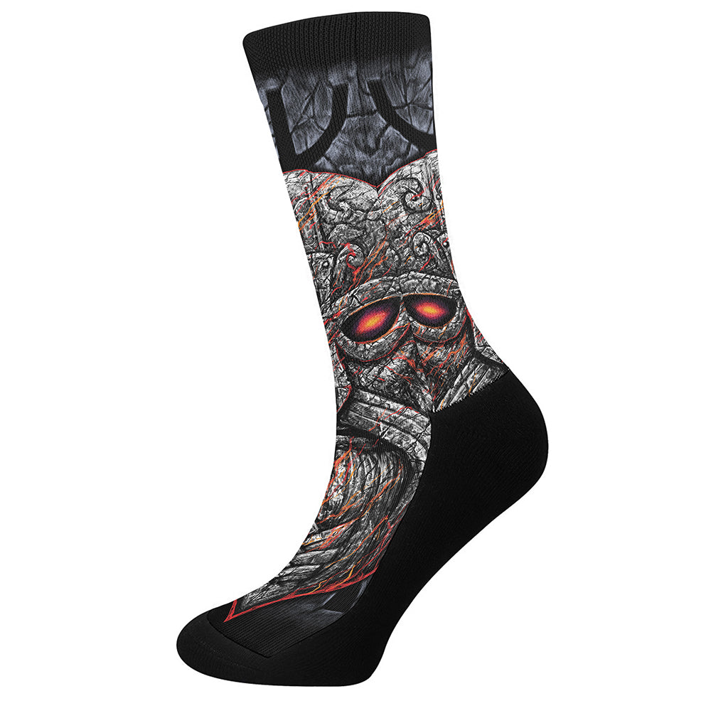 Ancient Viking Norse God Odin Print Crew Socks