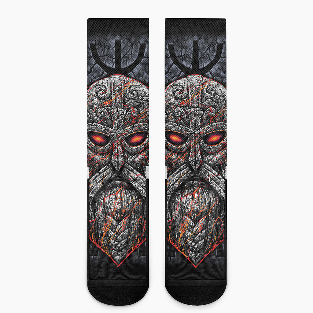 Ancient Viking Norse God Odin Print Crew Socks