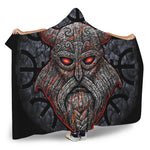 Ancient Viking Norse God Odin Print Hooded Blanket