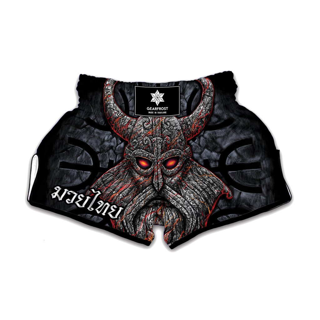 Ancient Viking Norse God Odin Print Muay Thai Boxing Shorts