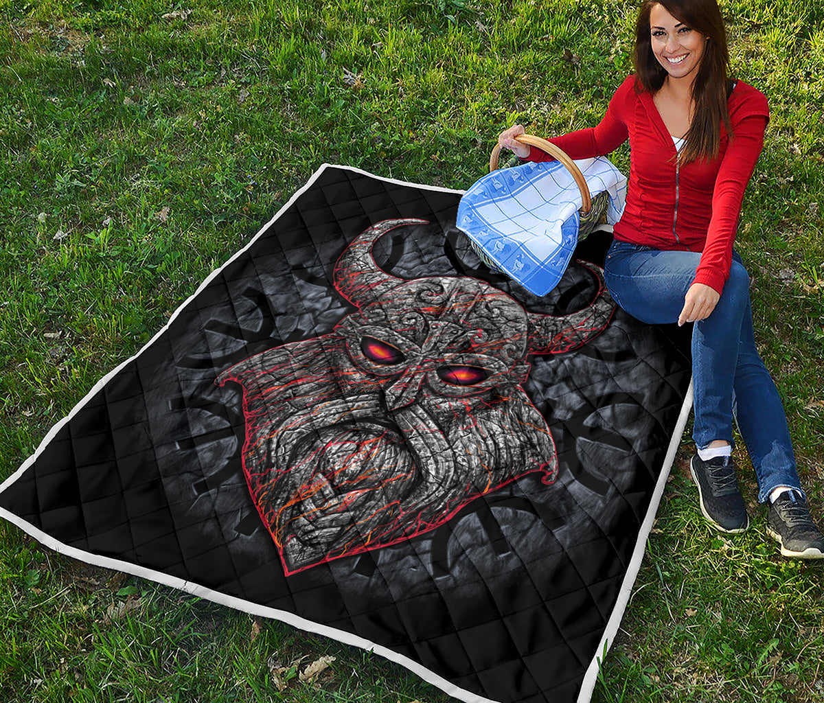 Ancient Viking Norse God Odin Print Quilt