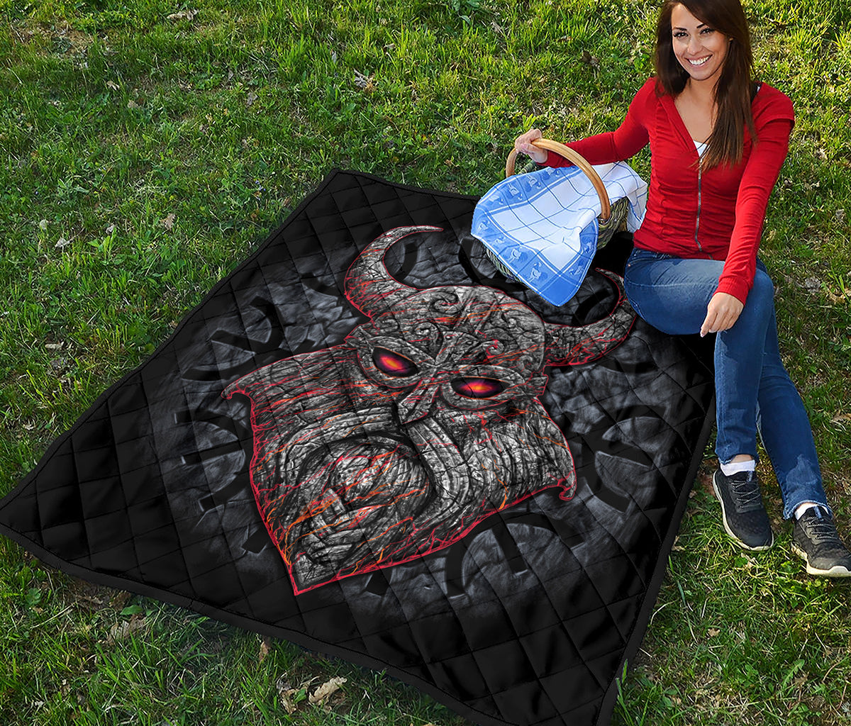 Ancient Viking Norse God Odin Print Quilt