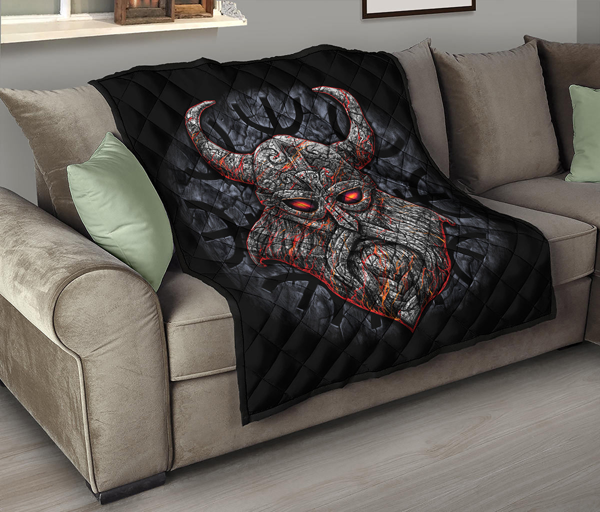 Ancient Viking Norse God Odin Print Quilt