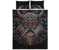 Ancient Viking Norse God Odin Print Quilt Bed Set