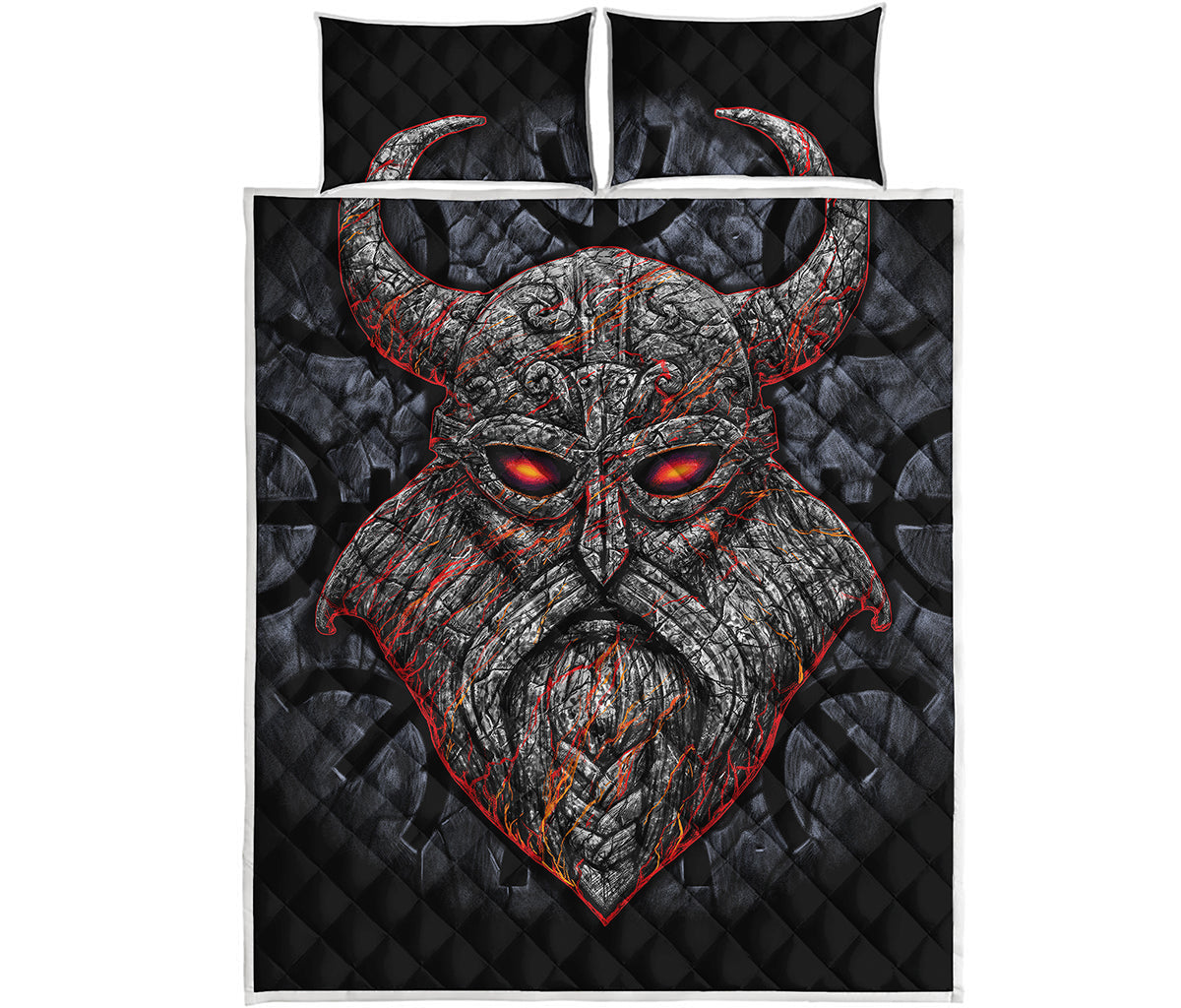 Ancient Viking Norse God Odin Print Quilt Bed Set