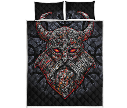 Ancient Viking Norse God Odin Print Quilt Bed Set