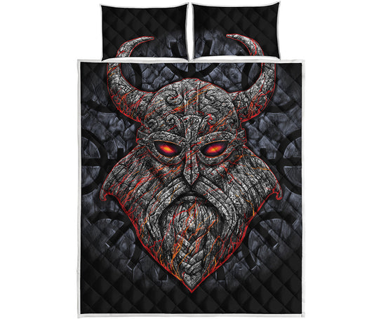 Ancient Viking Norse God Odin Print Quilt Bed Set