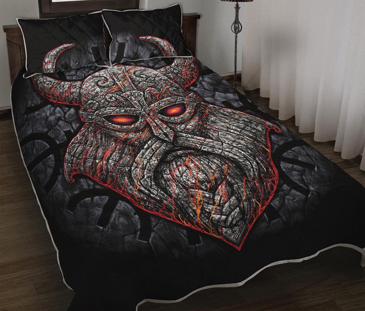 Ancient Viking Norse God Odin Print Quilt Bed Set