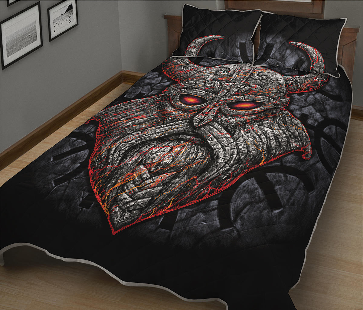 Ancient Viking Norse God Odin Print Quilt Bed Set